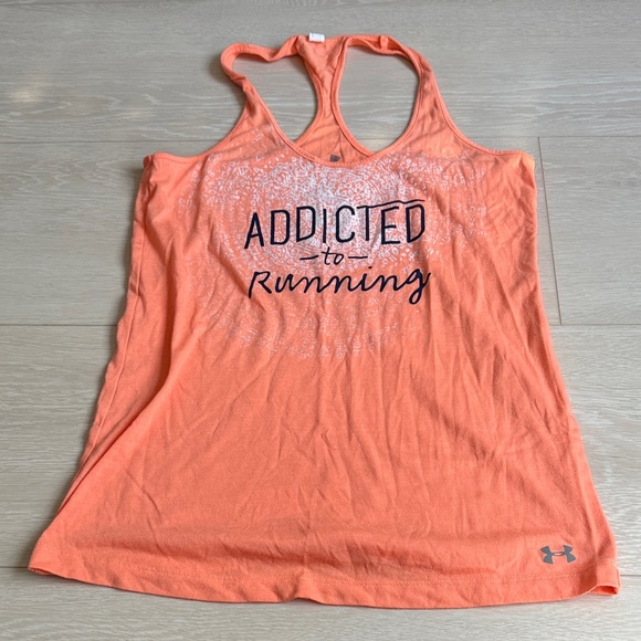 3/$10 Under Armour Women's Coral Addicted to Running Tank Top - Picture 2 of 3